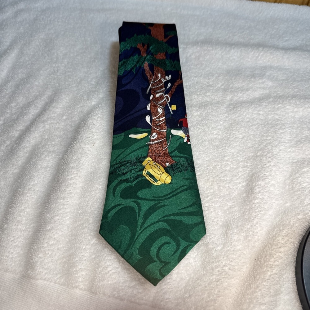 Fratello Men's Hand Made Tie Golf Theme 100% Polyester 56"